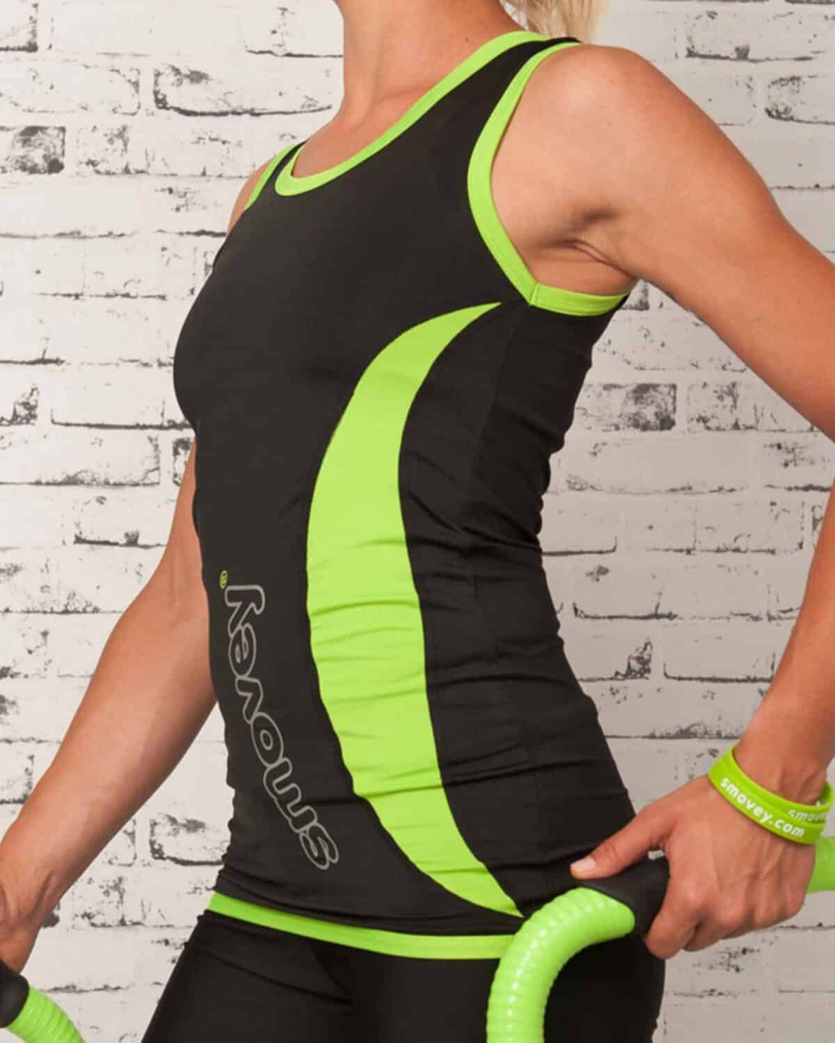 FITNESS-TOP - SCHWARZ-GRÜN | Damen